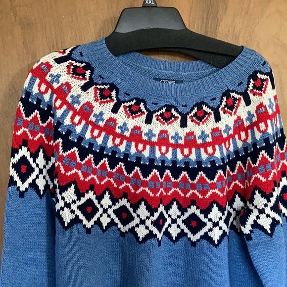 Chaps long sleeve sweater with fair isle like print L - Picture 5 of 14